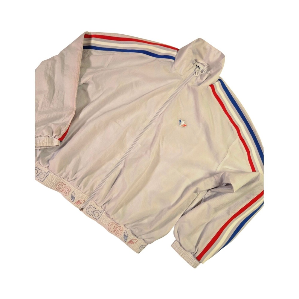 Adidas Primegreen Track Jacket Full‎ Zip White Red Blue Striped Men's Size S